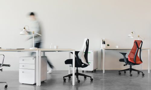 man walking in office